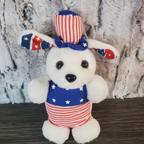 Other - Patriotic Dog Plush Stars And Stripes Red White & Blue 7.5" Stuffed Animal Toy
